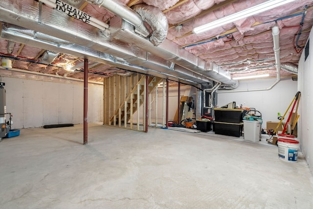 basement with gas water heater