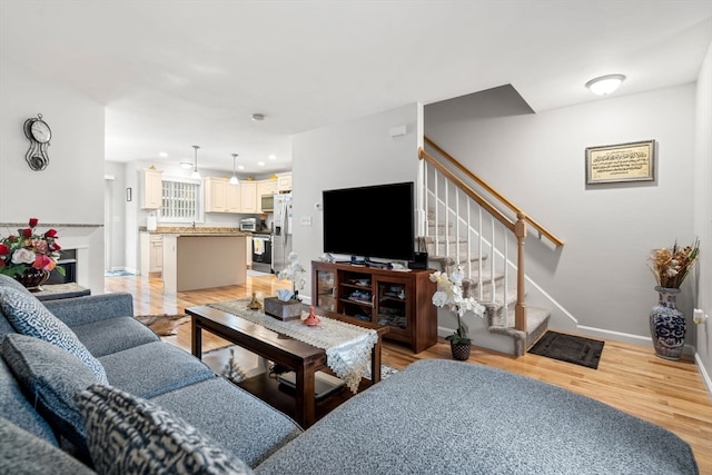 living room featuring light hardwood / wood-style flooring