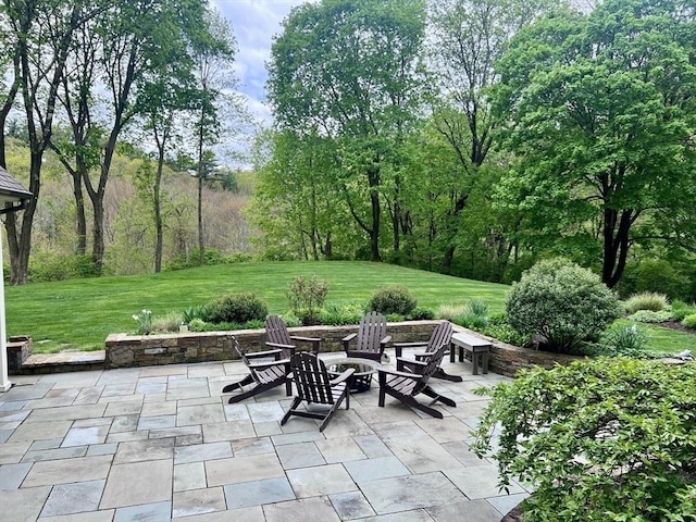 view of patio featuring an outdoor fire pit