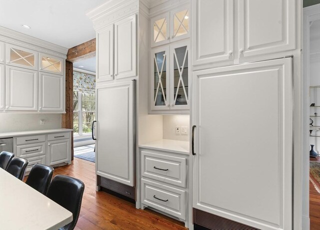 interior space with recessed lighting and dark wood finished floors