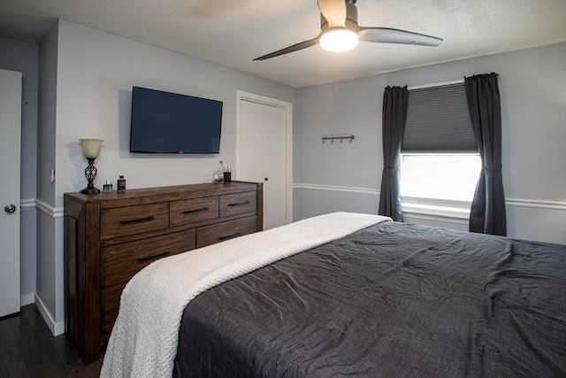 139 Barneyville Rd, Swansea, MA 02777 - bedroom featuring dark wood-style floors, baseboards, and ceiling fan