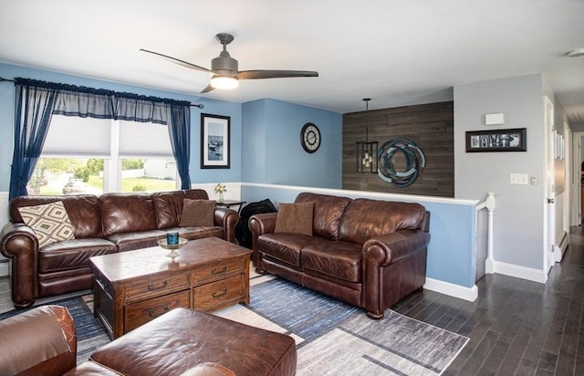 139 Barneyville Rd, Swansea, MA 02777 - living area with baseboards, wood finished floors, and a ceiling fan