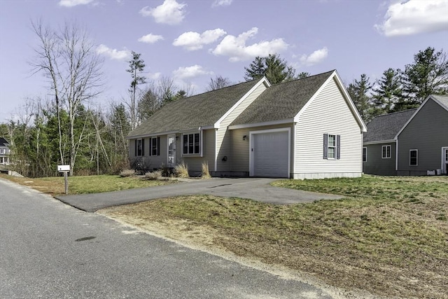 1 Lois Ln, Townsend, MA 01469 - ranch-style house featuring an attached garage, a shingled roof, a front lawn, and driveway
