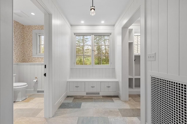 mudroom featuring recessed lighting and visible vents