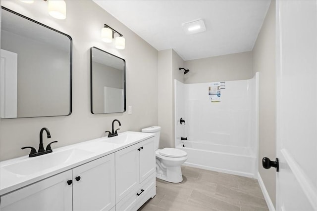 70 Princeton St, Holden, MA 01522 - full bathroom with double vanity, toilet, washtub / shower combination, and a sink