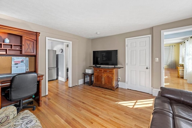 living room with light hardwood / wood-style floors