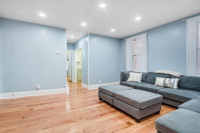 living room featuring light hardwood / wood-style flooring