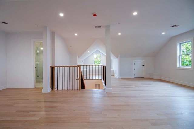 276-278 Nevada Unit 276, Newton, MA 02460 - bonus room with lofted ceiling, light wood-style flooring, and recessed lighting