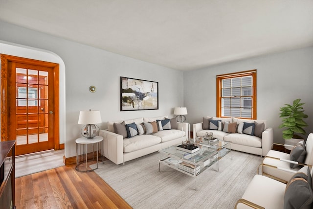 living room featuring light hardwood / wood-style floors