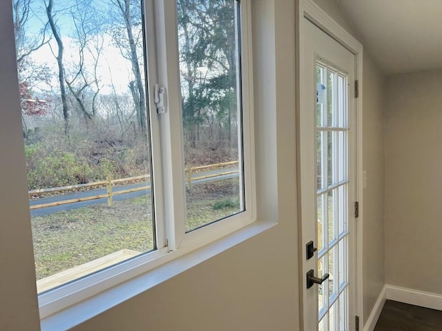 doorway to outside featuring dark hardwood / wood-style flooring