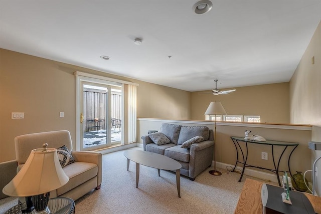 living room with light carpet