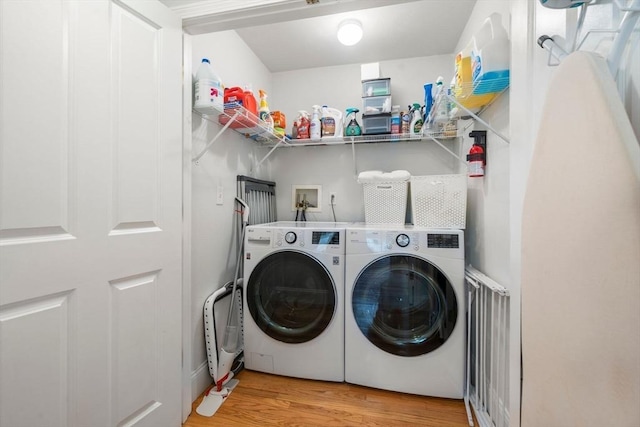 8 Brinton St Unit 2, Boston, MA 02119 - laundry area featuring separate washer and dryer and wood finished floors