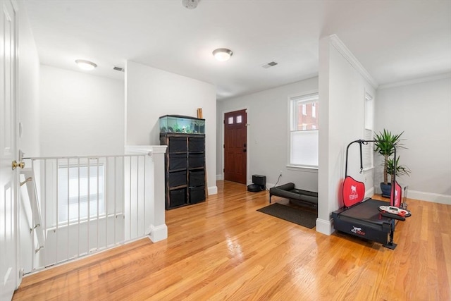 8 Brinton St Unit 2, Boston, MA 02119 - entryway with wood finished floors, baseboards, and ornamental molding