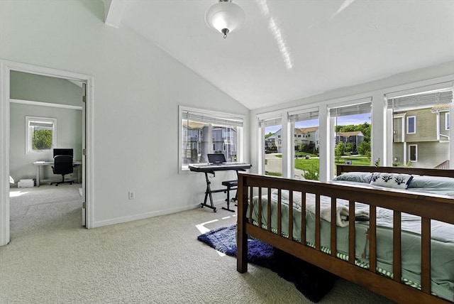 15 Queen Isabella Way Unit 15, Ashland, MA 01721 - bedroom with an office area, vaulted ceiling, carpet floors, and baseboards
