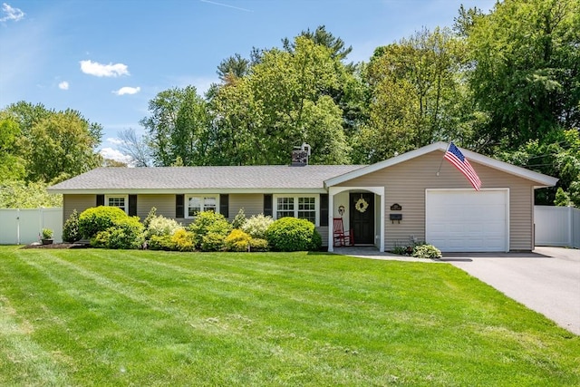 120 Hartford St, Natick, MA 01760 - ranch-style home featuring a garage, driveway, and a chimney