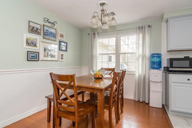 120 Hartford St, Natick, MA 01760 - dining room featuring a chandelier, light wood finished floors, and baseboards