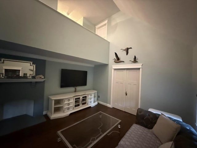 8 Caleb Rd, Shirley, MA 01464 - living room featuring high vaulted ceiling and baseboards