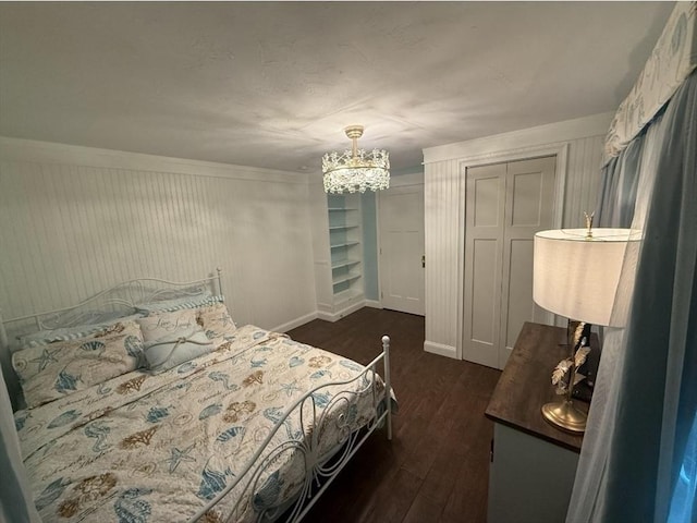 8 Caleb Rd, Shirley, MA 01464 - bedroom with dark wood finished floors, a chandelier, and a closet