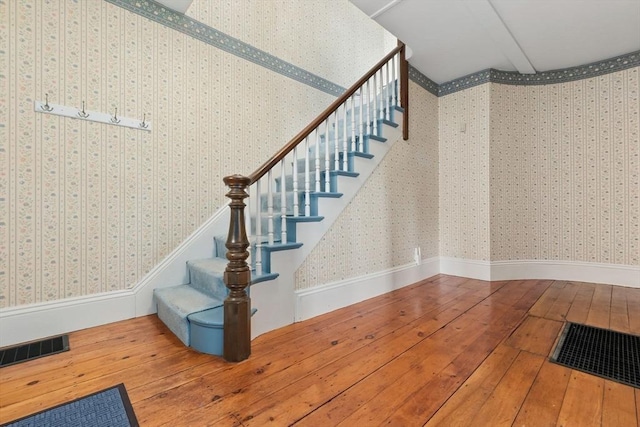 7 Martin St, Danvers, MA 01923 - stairs featuring wood-type flooring and wallpapered walls