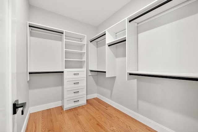 spacious closet with light wood-style flooring