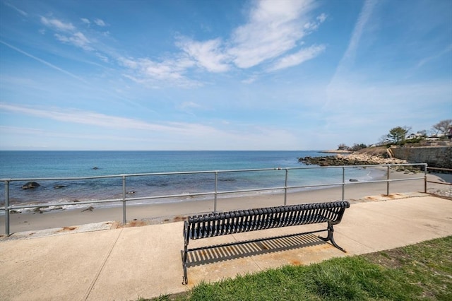 view of water feature featuring a beach view