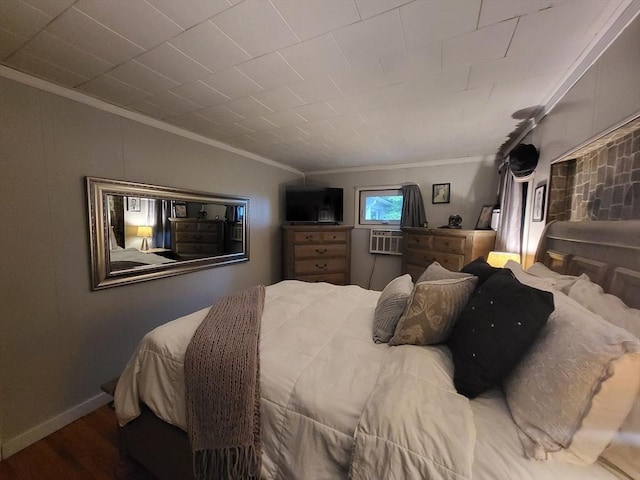 39 Cheever Rd, Malden, MA 02148 - bedroom with ornamental molding, wood finished floors, and cooling unit