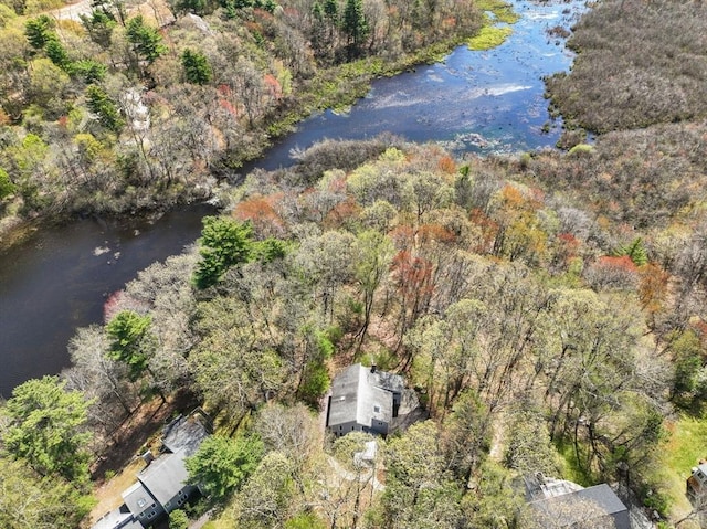 bird's eye view featuring a forest view