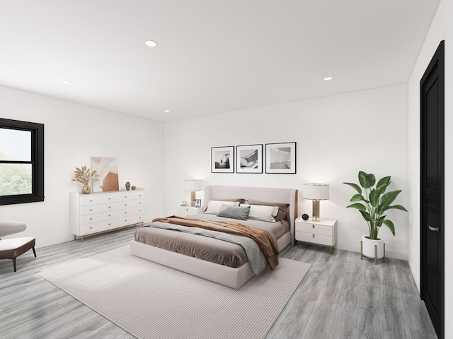 bedroom featuring light hardwood / wood-style flooring