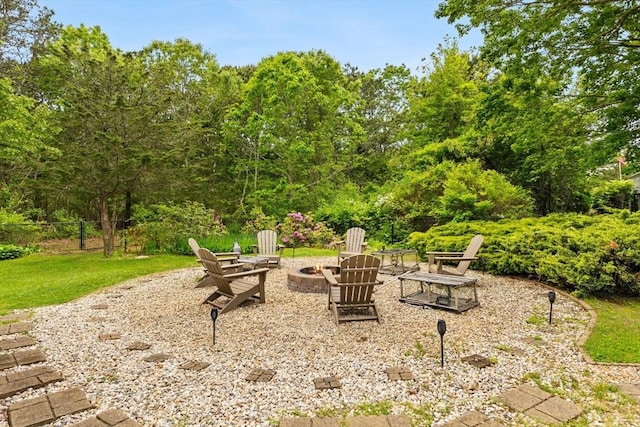8 Stackpole Cir, Bourne, MA 02532 - view of patio featuring an outdoor fire pit