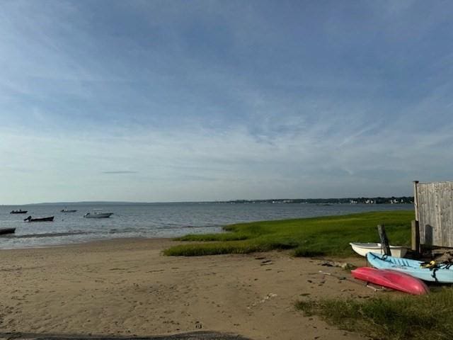 property view of water featuring a view of the beach