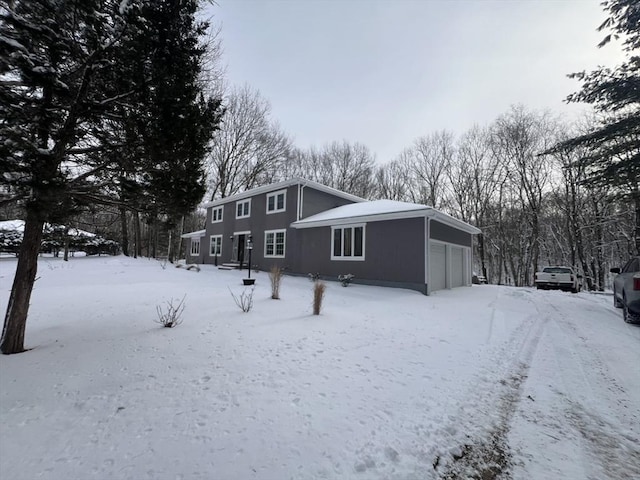 exterior space featuring a garage