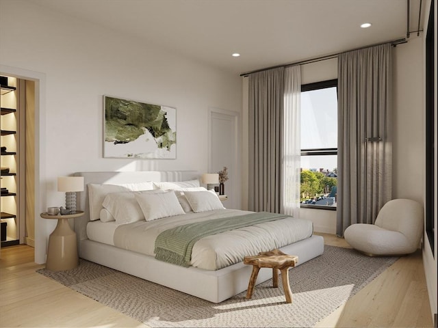 bedroom with wood-type flooring