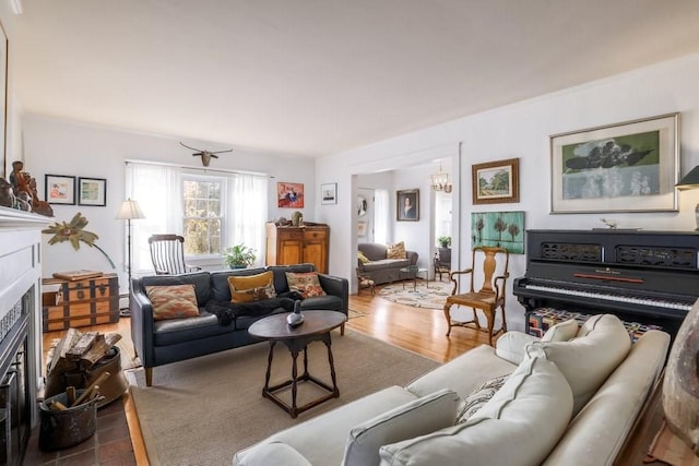 living room featuring wood-type flooring