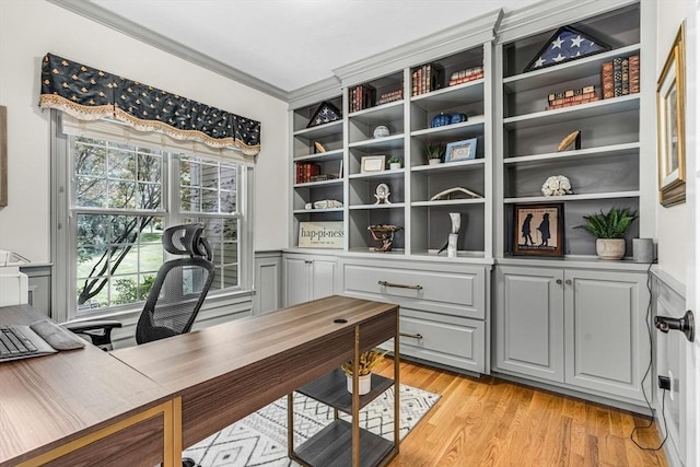 14 Glen Rd, Hopkinton, MA 01748 - office featuring ornamental molding and light wood-style floors