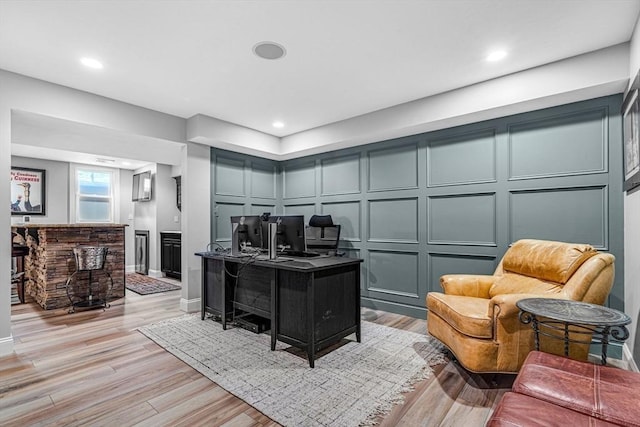 14 Glen Rd, Hopkinton, MA 01748 - office with a decorative wall, light wood-style flooring, and recessed lighting