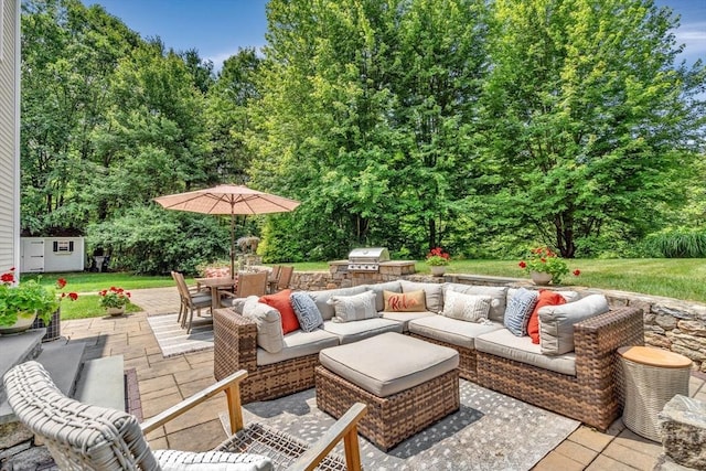 14 Glen Rd, Hopkinton, MA 01748 - view of patio / terrace featuring exterior kitchen, an outdoor living space, and outdoor dining area