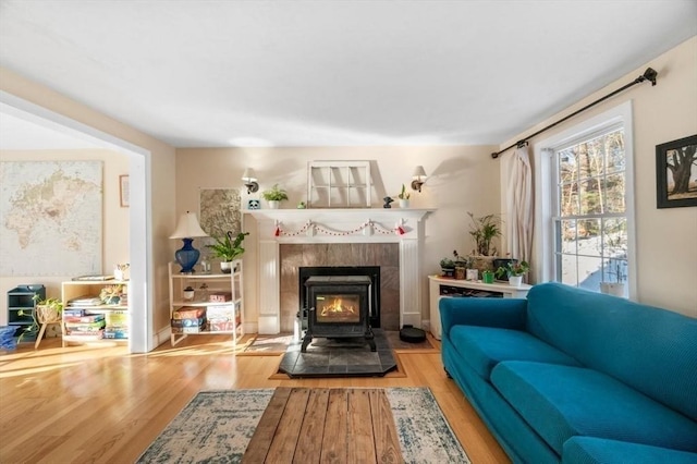 living room with wood finished floors