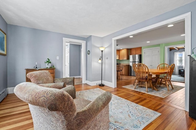 living room with light wood-type flooring