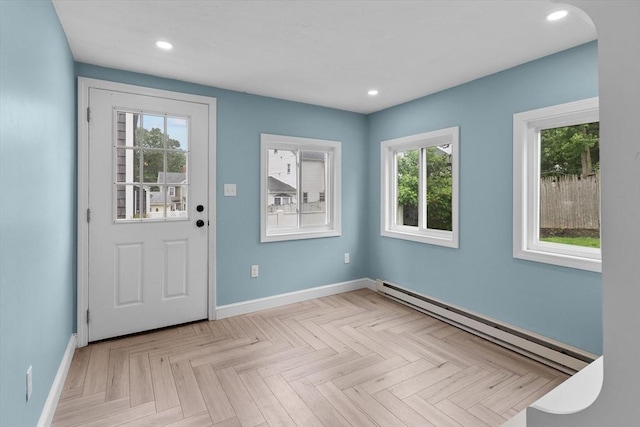10 Highfield Ter, Boston, MA 02131 - foyer with a baseboard heating unit, plenty of natural light, and recessed lighting