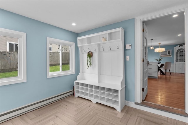 10 Highfield Ter, Boston, MA 02131 - mudroom featuring baseboard heating and recessed lighting