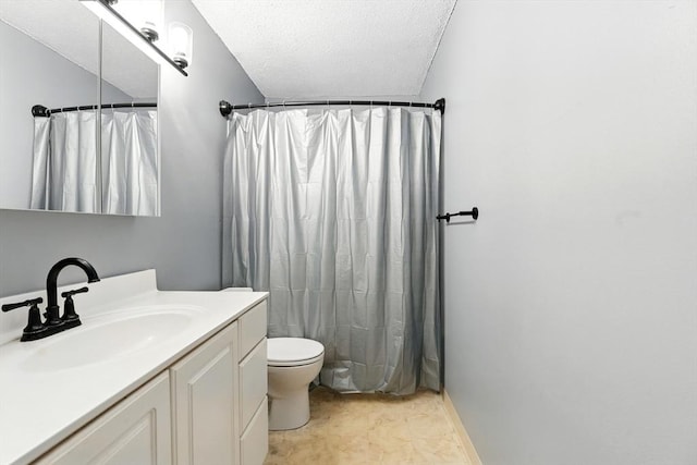 49 Village Brook Ln Unit 2, Natick, MA 01760 - bathroom with vanity, a textured ceiling, and a shower with shower curtain