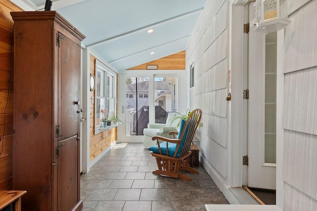 interior space with vaulted ceiling