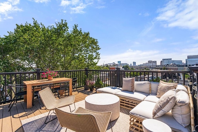 deck featuring an outdoor living space