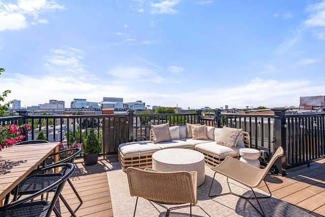 deck featuring an outdoor living space