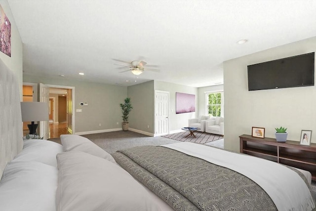 10 Tigger Ln, South Hadley, MA 01075 - bedroom with recessed lighting, carpet, ceiling fan, and a closet