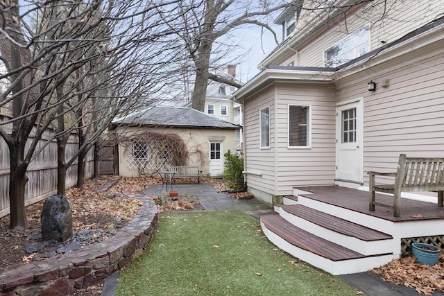 exterior space featuring a patio and fence