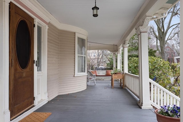 deck featuring a porch