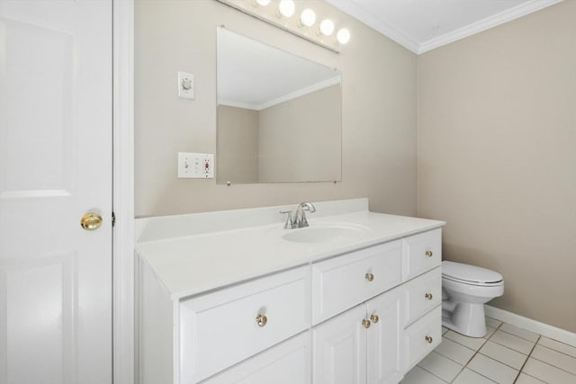 94 Old Right Rd, Ipswich, MA 01938 - bathroom featuring vanity, crown molding, and tile patterned floors