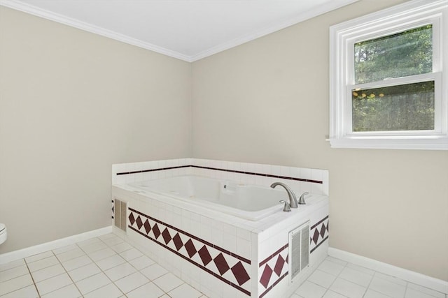 94 Old Right Rd, Ipswich, MA 01938 - full bathroom with a bath, tile patterned flooring, and crown molding