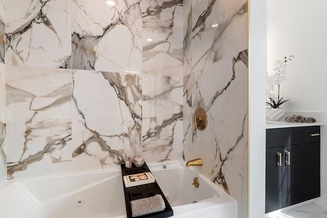 4 Blacksmith Way, Saugus, MA 01906 - bathroom featuring vanity and a combined bath / shower with jetted tub